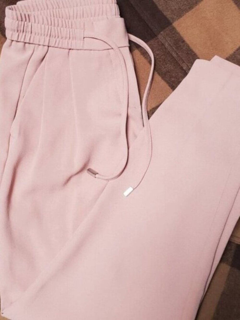 Pink drawstring straight leg pants